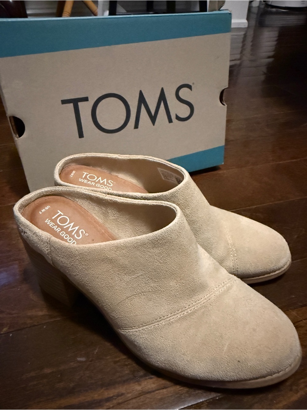 Toms Beige Suede Slip-On Mule Heels